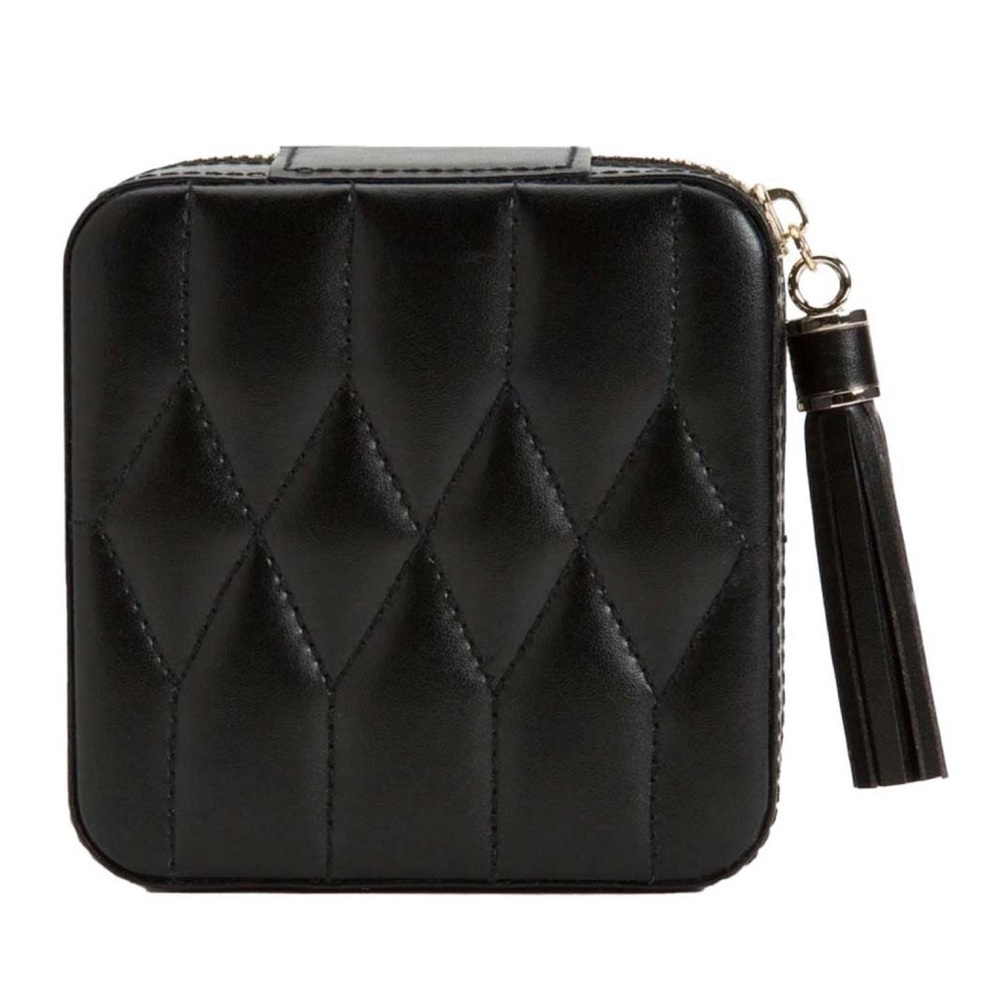 WOLF Caroline Black Quilted Cosmetic Case